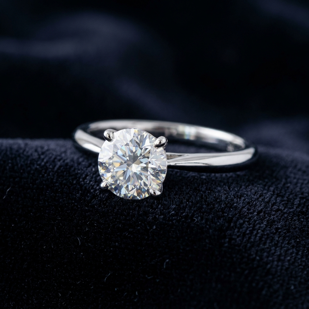 Natural solitaire in white gold