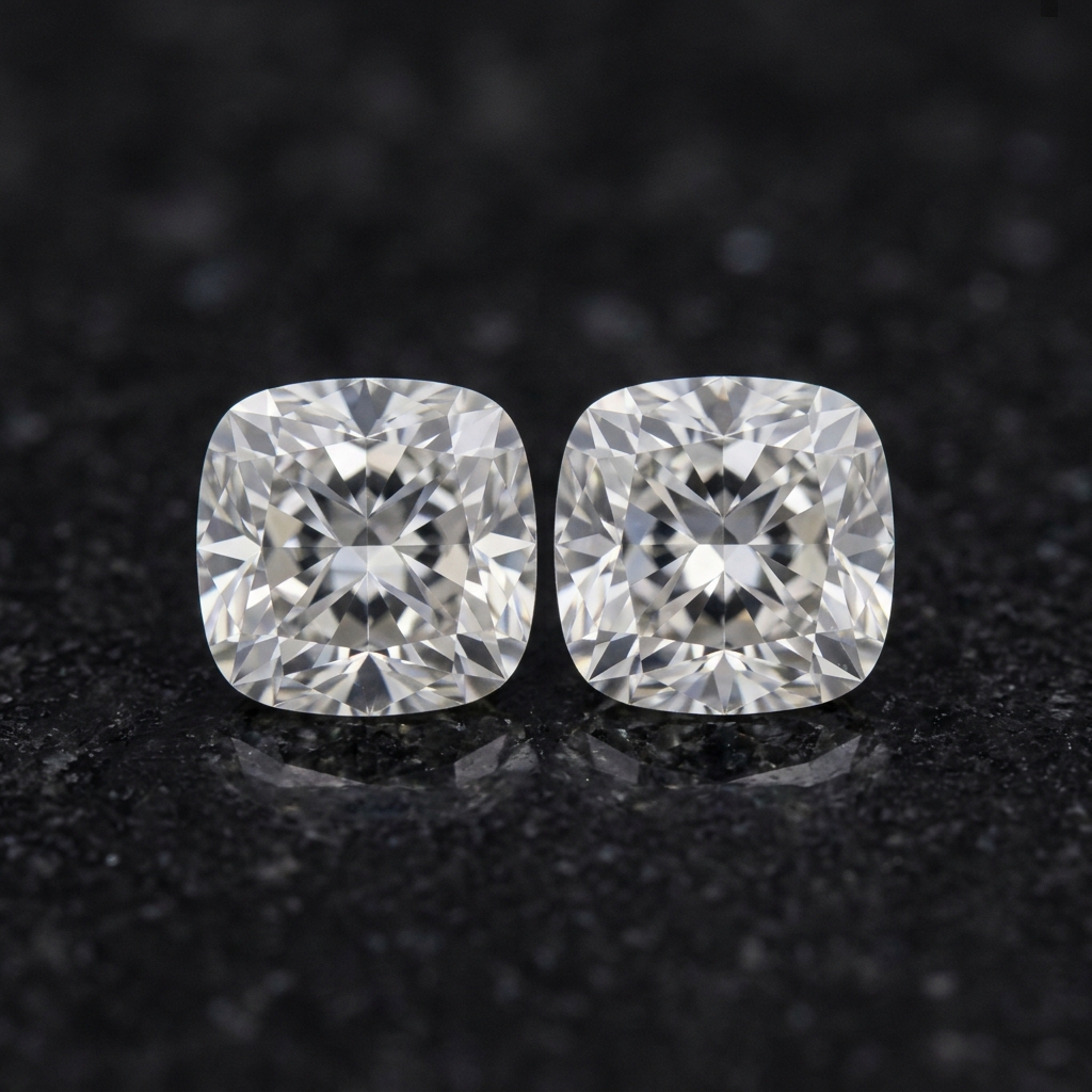 Cushion pair matched for colour and clarity